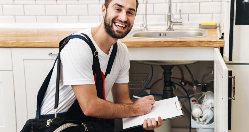 plumber man with equipment